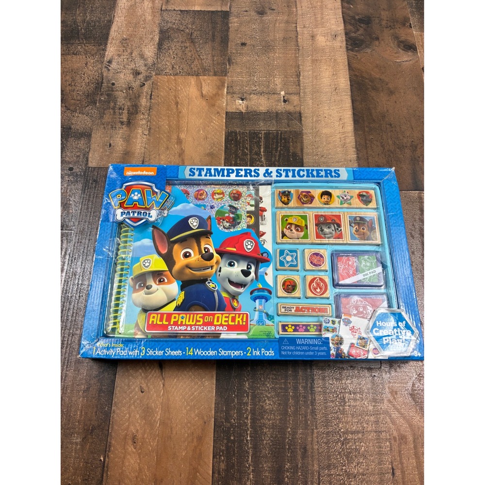 Paw‎ Patrol All Paws On Deck Wooden Stamp and Sticker Activity Set Bendon NEW